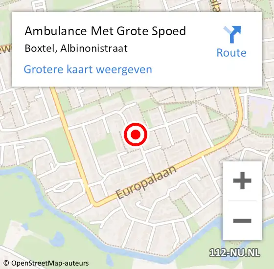 Locatie op kaart van de 112 melding: Ambulance Met Grote Spoed Naar Boxtel, Albinonistraat op 6 november 2019 22:06