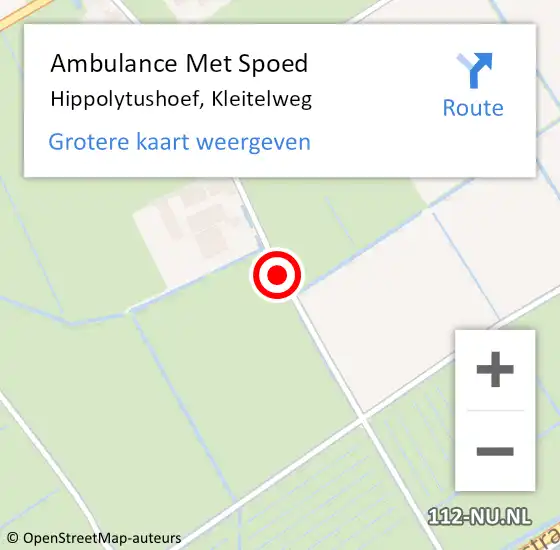 Locatie op kaart van de 112 melding: Ambulance Met Spoed Naar Hippolytushoef, Kleitelweg op 6 november 2019 22:43