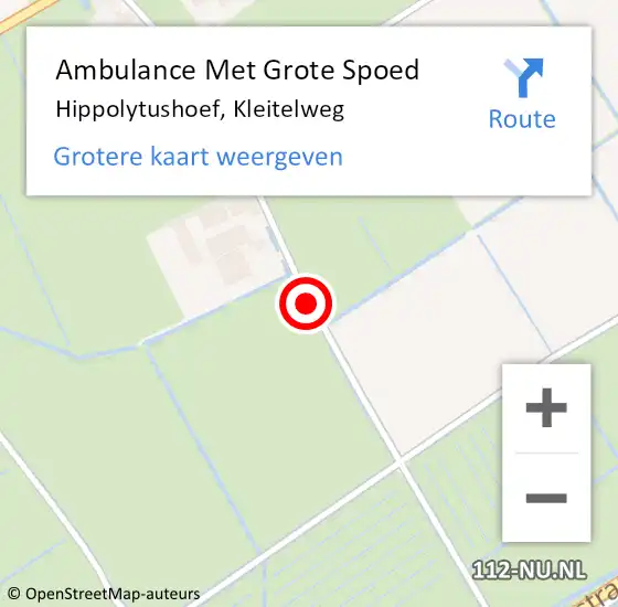 Locatie op kaart van de 112 melding: Ambulance Met Grote Spoed Naar Hippolytushoef, Kleitelweg op 6 november 2019 22:46