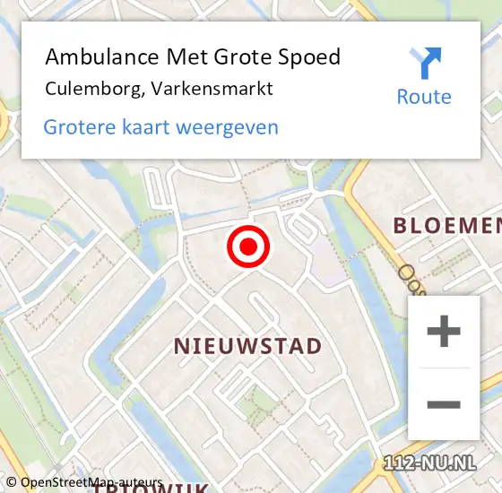 Locatie op kaart van de 112 melding: Ambulance Met Grote Spoed Naar Culemborg, Varkensmarkt op 6 november 2019 22:50