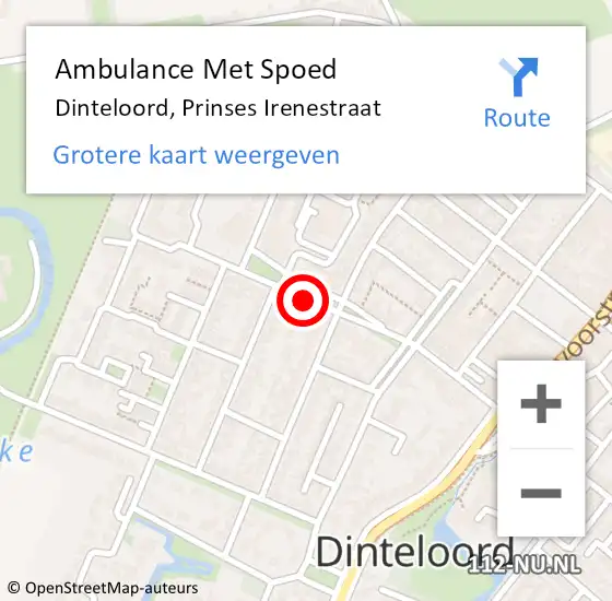 Locatie op kaart van de 112 melding: Ambulance Met Spoed Naar Dinteloord, Prinses Irenestraat op 6 november 2019 22:53