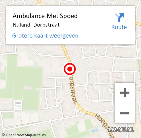 Locatie op kaart van de 112 melding: Ambulance Met Spoed Naar Nuland, Dorpstraat op 6 november 2019 22:57