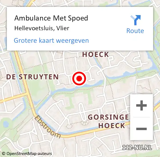 Locatie op kaart van de 112 melding: Ambulance Met Spoed Naar Hellevoetsluis, Vlier op 6 november 2019 23:18