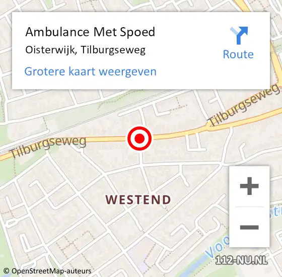 Locatie op kaart van de 112 melding: Ambulance Met Spoed Naar Oisterwijk, Tilburgseweg op 7 november 2019 03:25