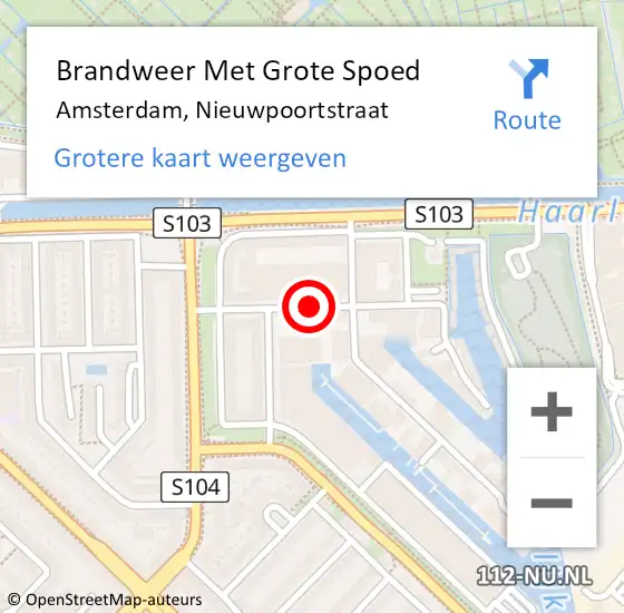 Locatie op kaart van de 112 melding: Brandweer Met Grote Spoed Naar Amsterdam, Nieuwpoortstraat op 7 november 2019 07:54