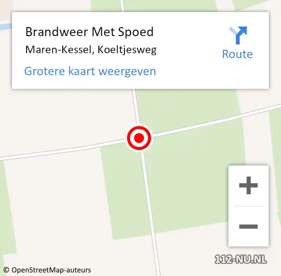 Locatie op kaart van de 112 melding: Brandweer Met Spoed Naar Maren-Kessel, Koeltjesweg op 7 november 2019 07:55