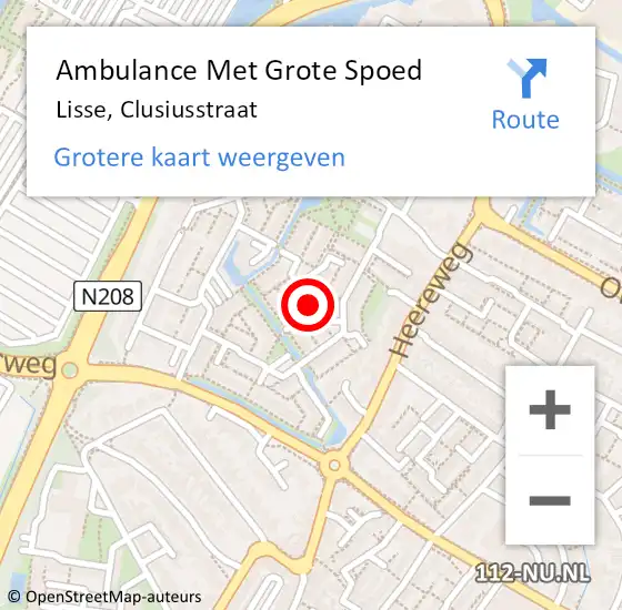 Locatie op kaart van de 112 melding: Ambulance Met Grote Spoed Naar Lisse, Clusiusstraat op 7 november 2019 08:00
