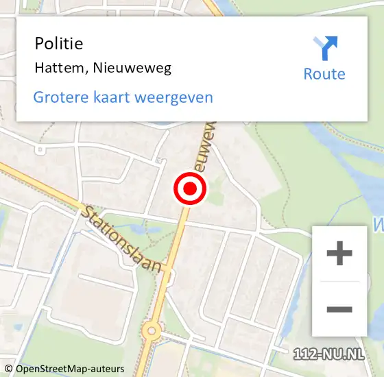 Locatie op kaart van de 112 melding: Politie Hattem, Nieuweweg op 7 november 2019 08:07