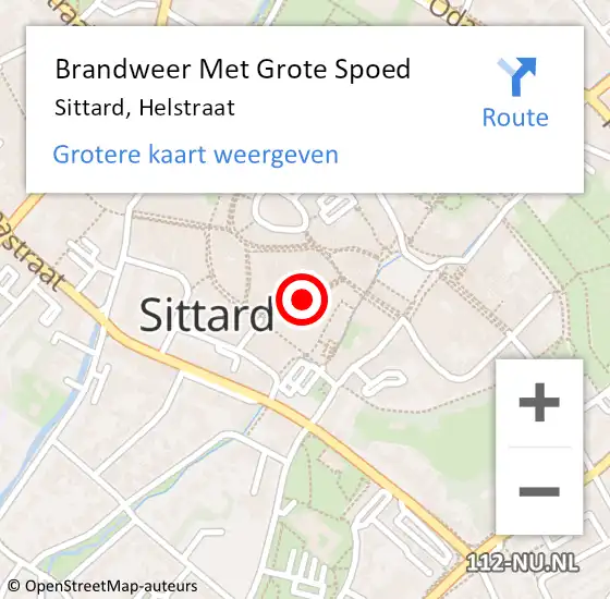 Locatie op kaart van de 112 melding: Brandweer Met Grote Spoed Naar Sittard, Helstraat op 7 november 2019 08:44