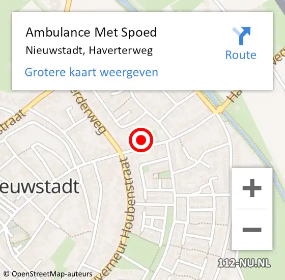 Locatie op kaart van de 112 melding: Ambulance Met Spoed Naar Nieuwstadt, Haverterweg op 19 april 2014 01:02