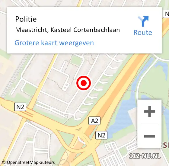 Locatie op kaart van de 112 melding: Politie Maastricht, Kasteel Cortenbachlaan op 7 november 2019 09:25