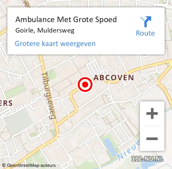 Locatie op kaart van de 112 melding: Ambulance Met Grote Spoed Naar Goirle, Muldersweg op 7 november 2019 09:30