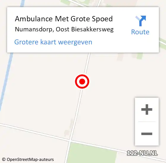 Locatie op kaart van de 112 melding: Ambulance Met Grote Spoed Naar Numansdorp, Oost Biesakkersweg op 7 november 2019 09:50