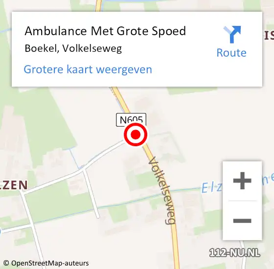 Locatie op kaart van de 112 melding: Ambulance Met Grote Spoed Naar Boekel, Volkelseweg op 7 november 2019 10:29