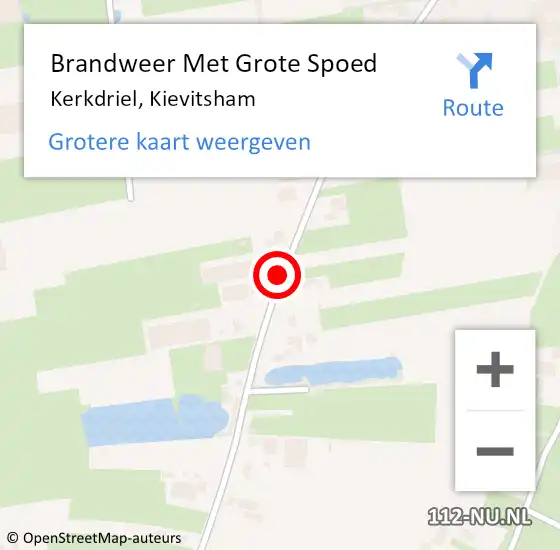 Locatie op kaart van de 112 melding: Brandweer Met Grote Spoed Naar Kerkdriel, Kievitsham op 7 november 2019 10:32