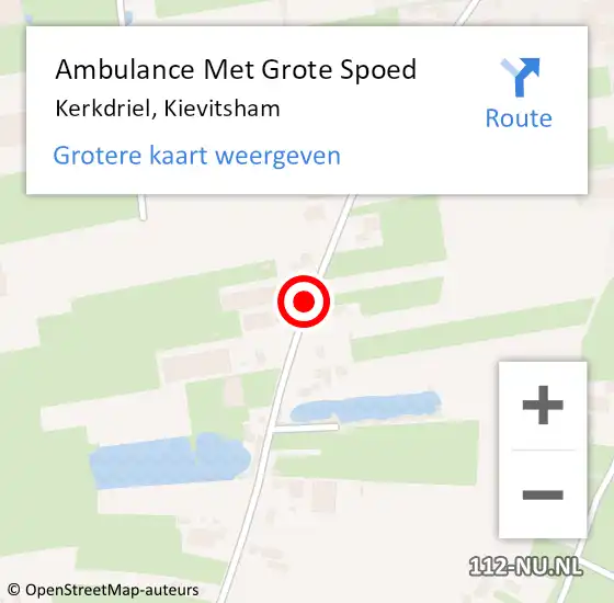 Locatie op kaart van de 112 melding: Ambulance Met Grote Spoed Naar Kerkdriel, Kievitsham op 7 november 2019 10:37