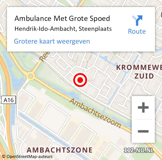 Locatie op kaart van de 112 melding: Ambulance Met Grote Spoed Naar Hendrik-Ido-Ambacht, Steenplaats op 7 november 2019 10:38