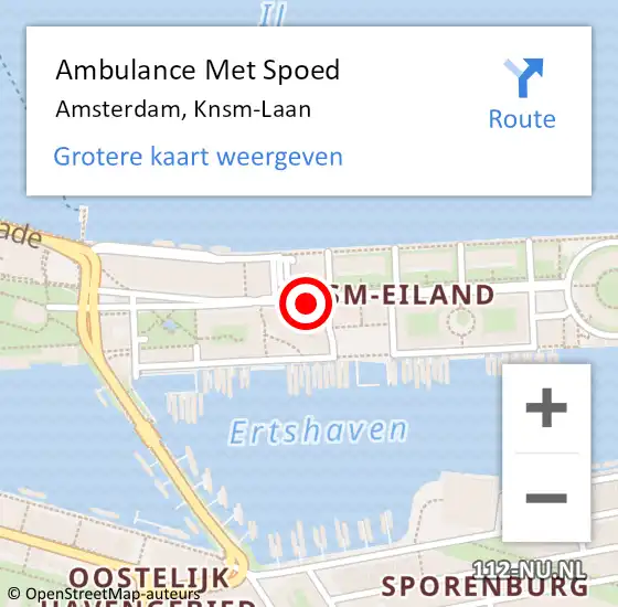 Locatie op kaart van de 112 melding: Ambulance Met Spoed Naar Amsterdam, Knsm-Laan op 7 november 2019 11:44