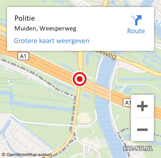 Locatie op kaart van de 112 melding: Politie Muiden, Weesperweg op 7 november 2019 11:48