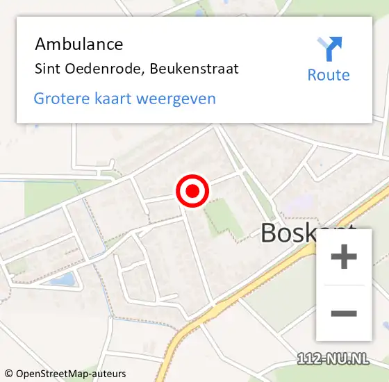 Locatie op kaart van de 112 melding: Ambulance Sint Oedenrode, Beukenstraat op 7 november 2019 12:17