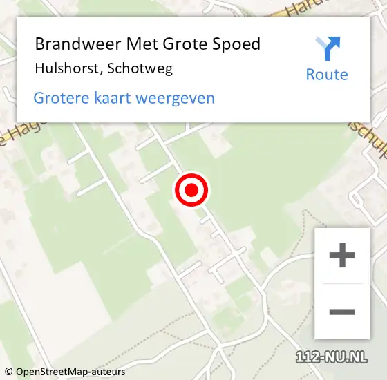 Locatie op kaart van de 112 melding: Brandweer Met Grote Spoed Naar Hulshorst, Schotweg op 7 november 2019 12:44