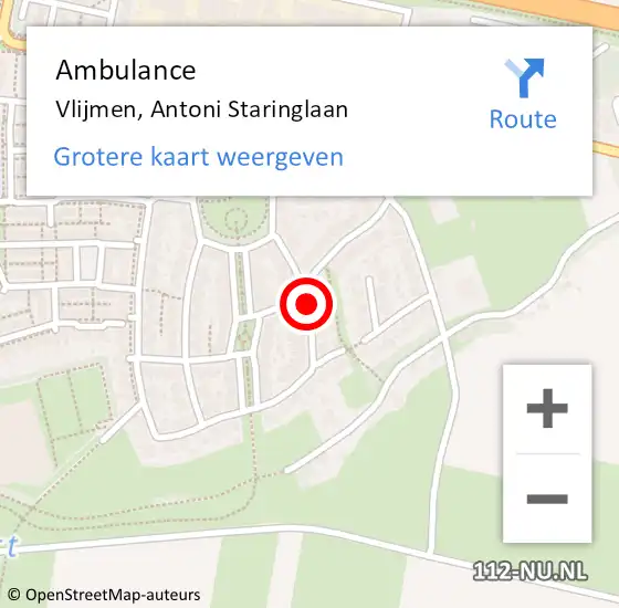 Locatie op kaart van de 112 melding: Ambulance Vlijmen, Antoni Staringlaan op 7 november 2019 13:33