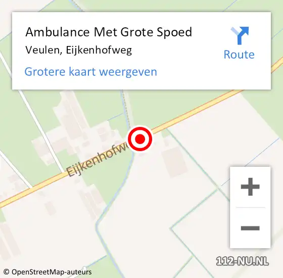 Locatie op kaart van de 112 melding: Ambulance Met Grote Spoed Naar Veulen, Eijkenhofweg op 7 november 2019 14:00