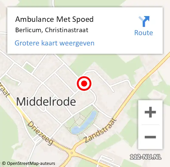 Locatie op kaart van de 112 melding: Ambulance Met Spoed Naar Berlicum, Christinastraat op 7 november 2019 14:14