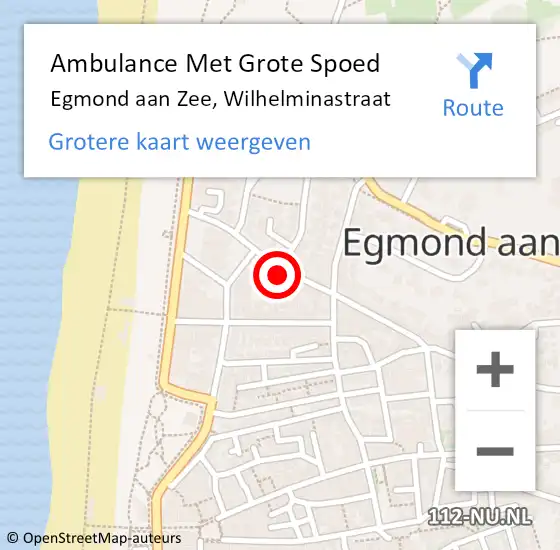 Locatie op kaart van de 112 melding: Ambulance Met Grote Spoed Naar Egmond aan Zee, Wilhelminastraat op 19 april 2014 02:33