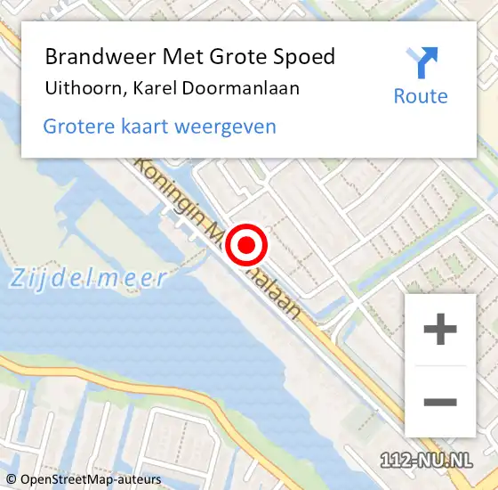 Locatie op kaart van de 112 melding: Brandweer Met Grote Spoed Naar Uithoorn, Karel Doormanlaan op 7 november 2019 14:50