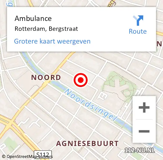Locatie op kaart van de 112 melding: Ambulance Rotterdam, Bergstraat op 7 november 2019 15:05