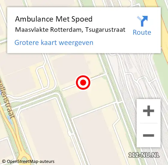 Locatie op kaart van de 112 melding: Ambulance Met Spoed Naar Maasvlakte Rotterdam, Tsugarustraat op 7 november 2019 15:31