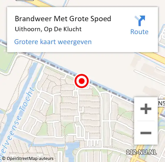 Locatie op kaart van de 112 melding: Brandweer Met Grote Spoed Naar Uithoorn, Op De Klucht op 7 november 2019 15:41