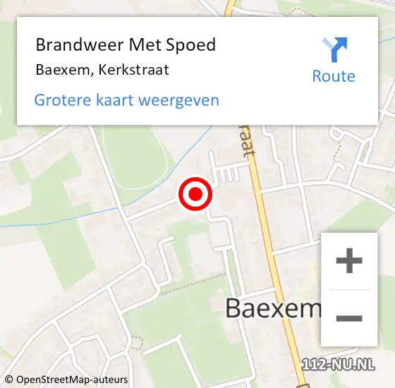 Locatie op kaart van de 112 melding: Brandweer Met Spoed Naar Baexem, Kerkstraat op 7 november 2019 15:56