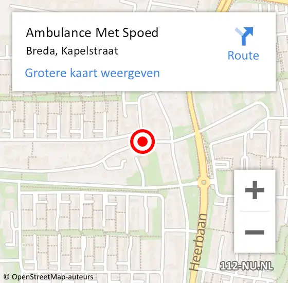 Locatie op kaart van de 112 melding: Ambulance Met Spoed Naar Breda, Kapelstraat op 7 november 2019 16:04