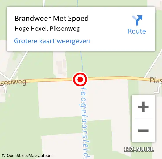 Locatie op kaart van de 112 melding: Brandweer Met Spoed Naar Hoge Hexel, Piksenweg op 7 november 2019 16:23