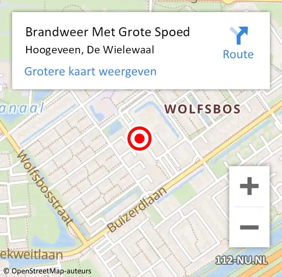 Locatie op kaart van de 112 melding: Brandweer Met Grote Spoed Naar Hoogeveen, De Wielewaal op 7 november 2019 16:53