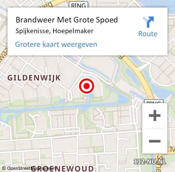 Locatie op kaart van de 112 melding: Brandweer Met Grote Spoed Naar Spijkenisse, Hoepelmaker op 7 november 2019 17:11