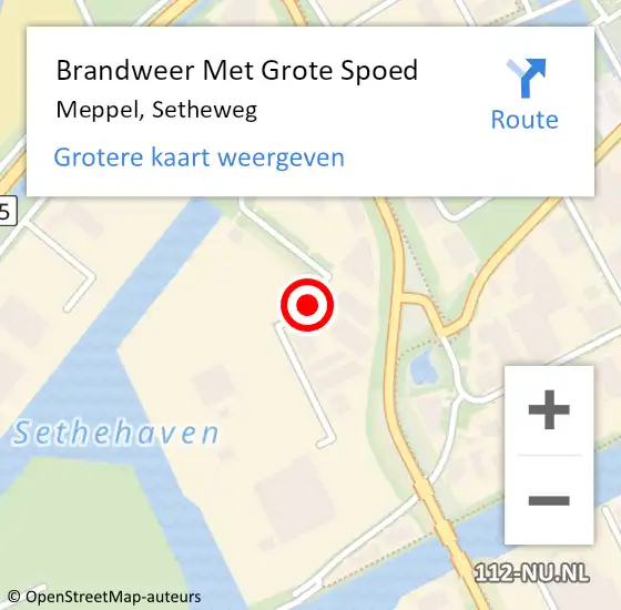 Locatie op kaart van de 112 melding: Brandweer Met Grote Spoed Naar Meppel, Setheweg op 7 november 2019 17:23