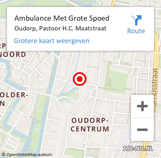 Locatie op kaart van de 112 melding: Ambulance Met Grote Spoed Naar Oudorp, Pastoor H.C. Maatstraat op 29 september 2013 10:00