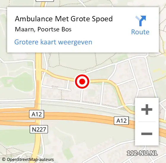 Locatie op kaart van de 112 melding: Ambulance Met Grote Spoed Naar Maarn, Poortse Bos op 7 november 2019 18:45