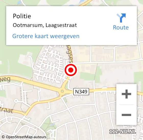Locatie op kaart van de 112 melding: Politie Ootmarsum, Laagsestraat op 7 november 2019 19:26