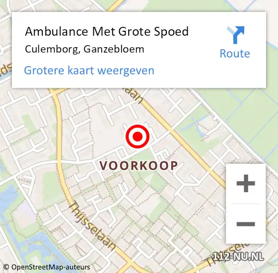 Locatie op kaart van de 112 melding: Ambulance Met Grote Spoed Naar Culemborg, Ganzebloem op 7 november 2019 19:47