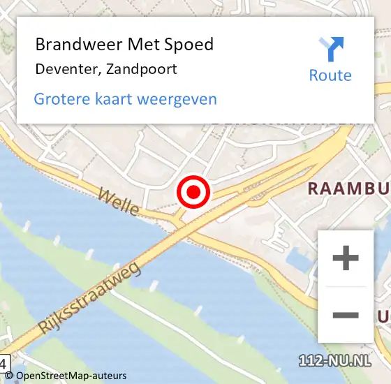 Locatie op kaart van de 112 melding: Brandweer Met Spoed Naar Deventer, Zandpoort op 7 november 2019 20:47