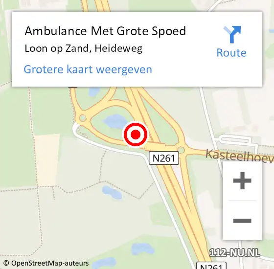 Locatie op kaart van de 112 melding: Ambulance Met Grote Spoed Naar Loon op Zand, Heideweg op 7 november 2019 21:22