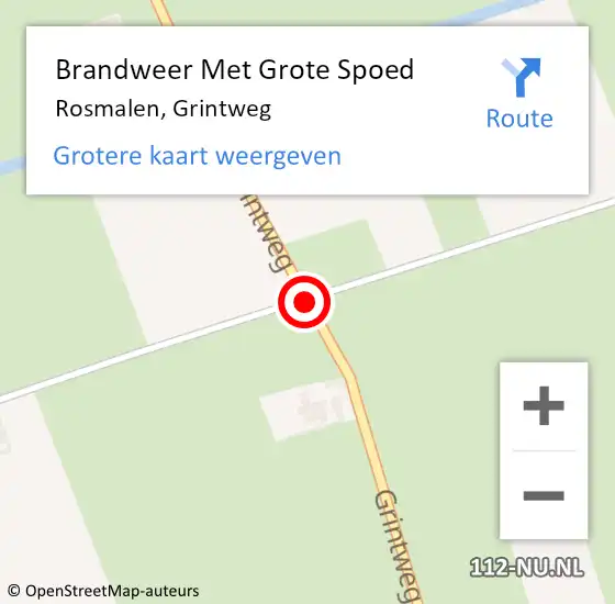 Locatie op kaart van de 112 melding: Brandweer Met Grote Spoed Naar Rosmalen, Grintweg op 7 november 2019 21:37