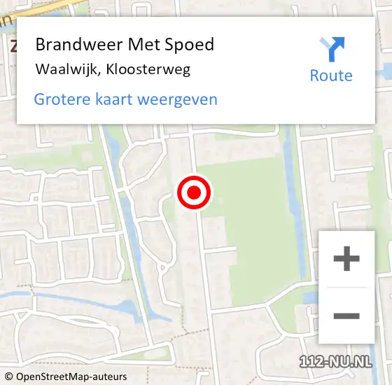 Locatie op kaart van de 112 melding: Brandweer Met Spoed Naar Waalwijk, Kloosterweg op 7 november 2019 22:00