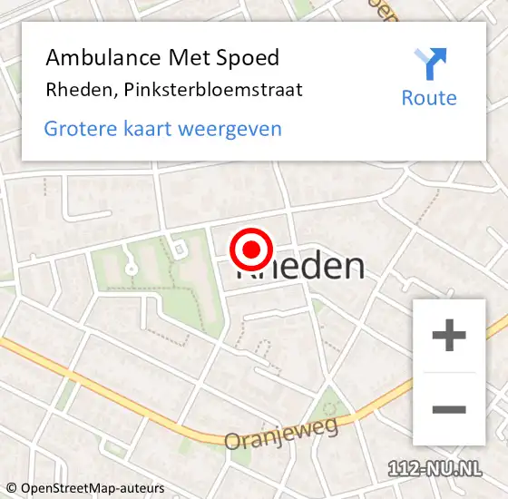 Locatie op kaart van de 112 melding: Ambulance Met Spoed Naar Rheden, Pinksterbloemstraat op 7 november 2019 23:09