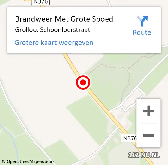 Locatie op kaart van de 112 melding: Brandweer Met Grote Spoed Naar Grolloo, Schoonloerstraat op 8 november 2019 06:57