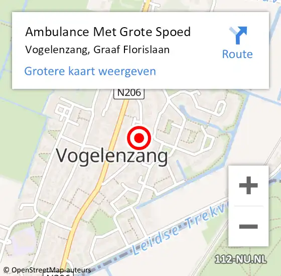 Locatie op kaart van de 112 melding: Ambulance Met Grote Spoed Naar Vogelenzang, Graaf Florislaan op 8 november 2019 08:30